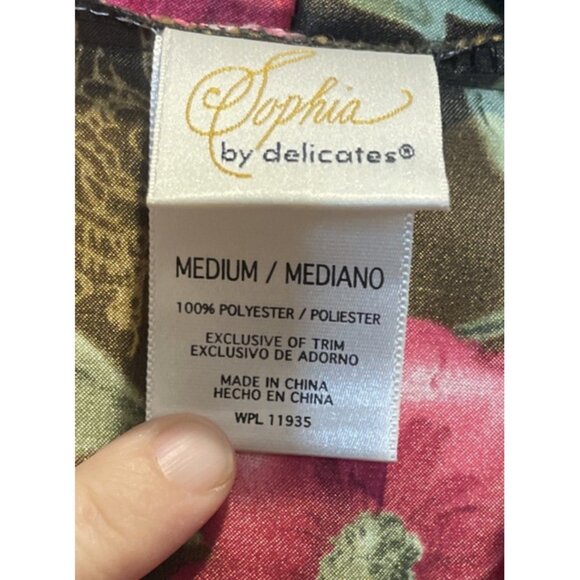 Sophia By Delicates Medium Large Pink Floral Slip Dress Nightgown Short Robe Set - Picture 3 of 8